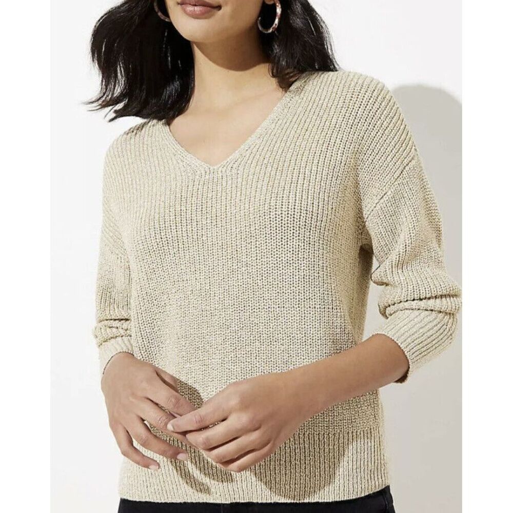 LOFT Plus Tie Back Double V Sweater Size 16/18 Plus New - Picture 2 of 4